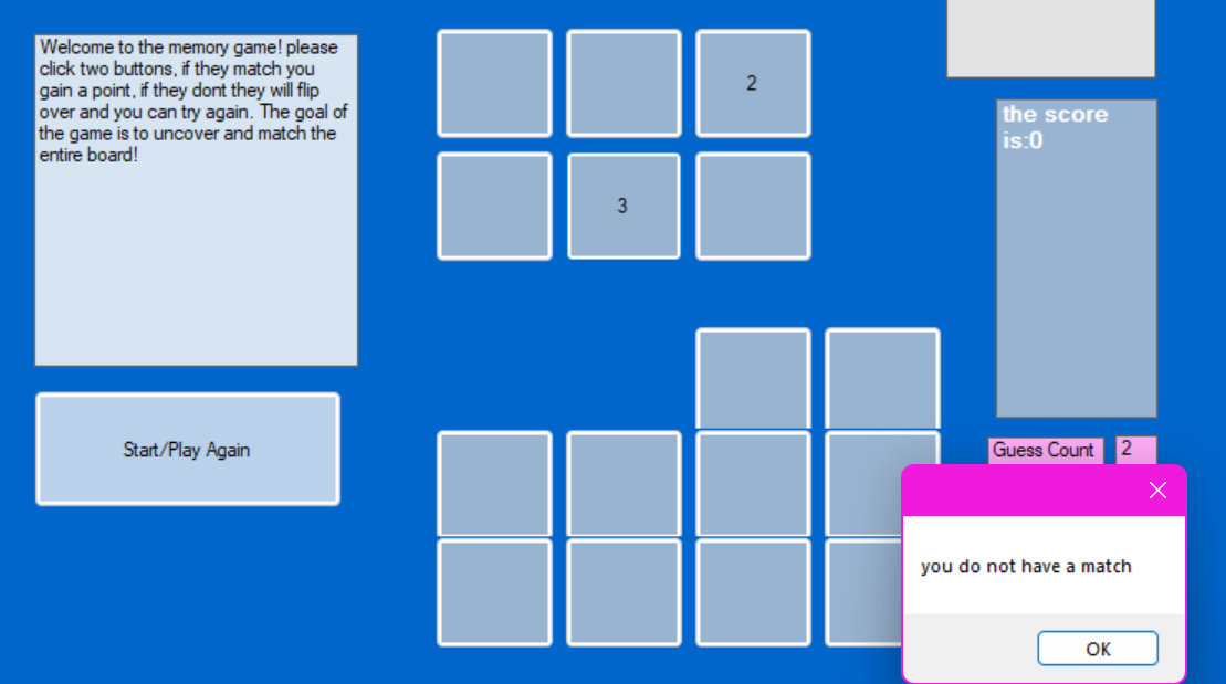 Matching Game Screenshot